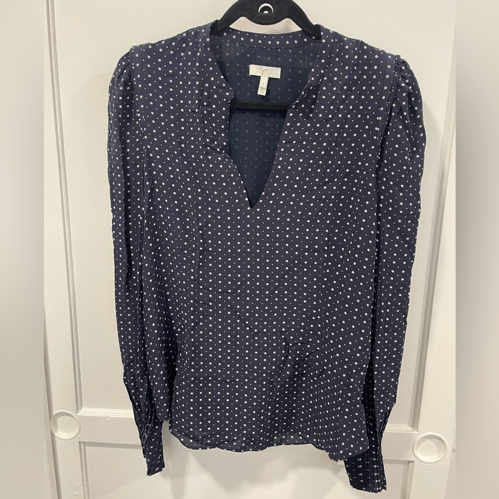Joie Midnight Blue Blouse with Polka Dots
